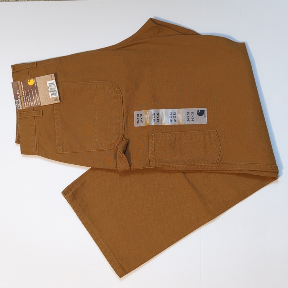 CARHARTT STYLE# B11 LOOSE FIT WASHED DUCK UTILITY WORK PANT 34x32, BRN
